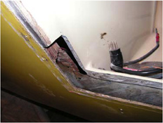 begining cutting of transom for access