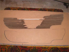 cardboard strips removed and a trace outline for plywood strips