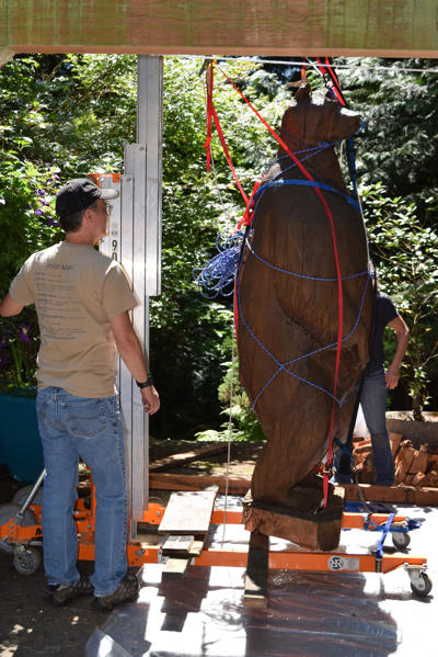 Bear rotated 90 degrees for placement on sawhorses