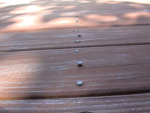 Deck showing raised nails, picture B