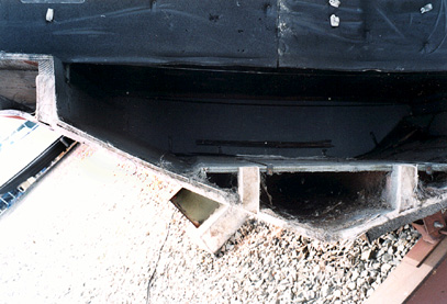 Closeup of fiberglass stringers