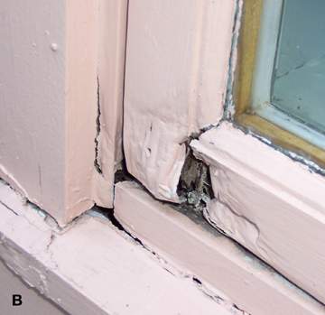(B) Window sill with severe rot