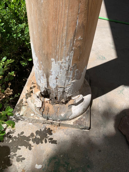 Column base with rot damage