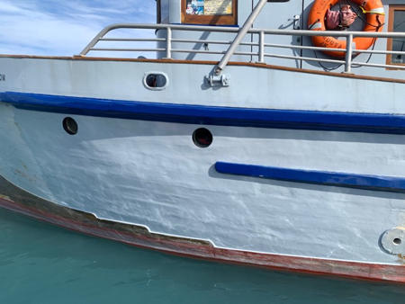 Side of boat painted