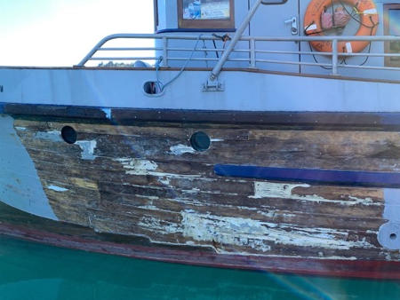 Side of boat with paste