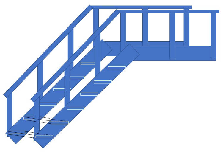 Front view of general configuration of the stairs