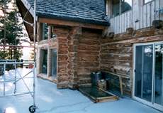 log home porch