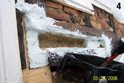 Foundation wall coated with L&L mixed with sawdust as bedding for new wood (4)