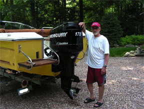 New outboard installed, view on trailer