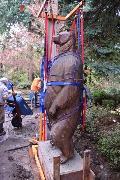 Weight lifted off the concrete form and left to cure