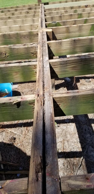 Close up of the damaged joist