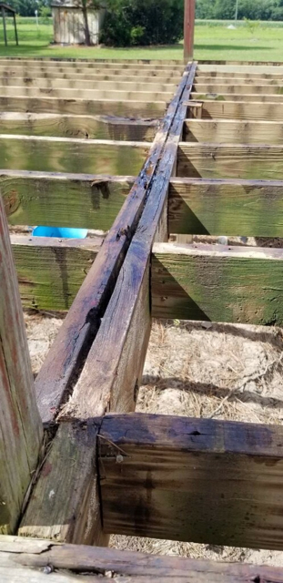 Close up of the damaged joist treated