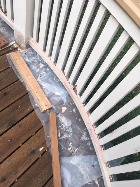Railing after filling, curved